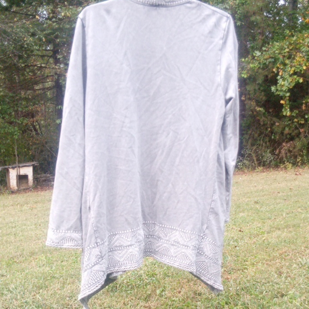 Coldwater Creek Gray Embroidered Cardigan - Picture 3 of 7